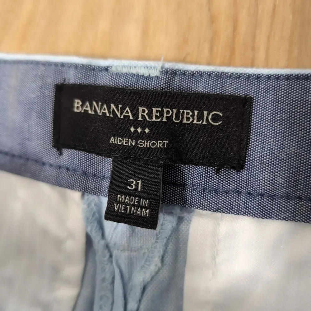NEW Banana Republic Shorts Linen Blend Golf‎ BLUE Mens Size 31 32